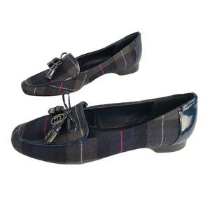 Etienne Aigner Vita Plaid Bow Front Loafer Slip On Career Style Dress Shoes